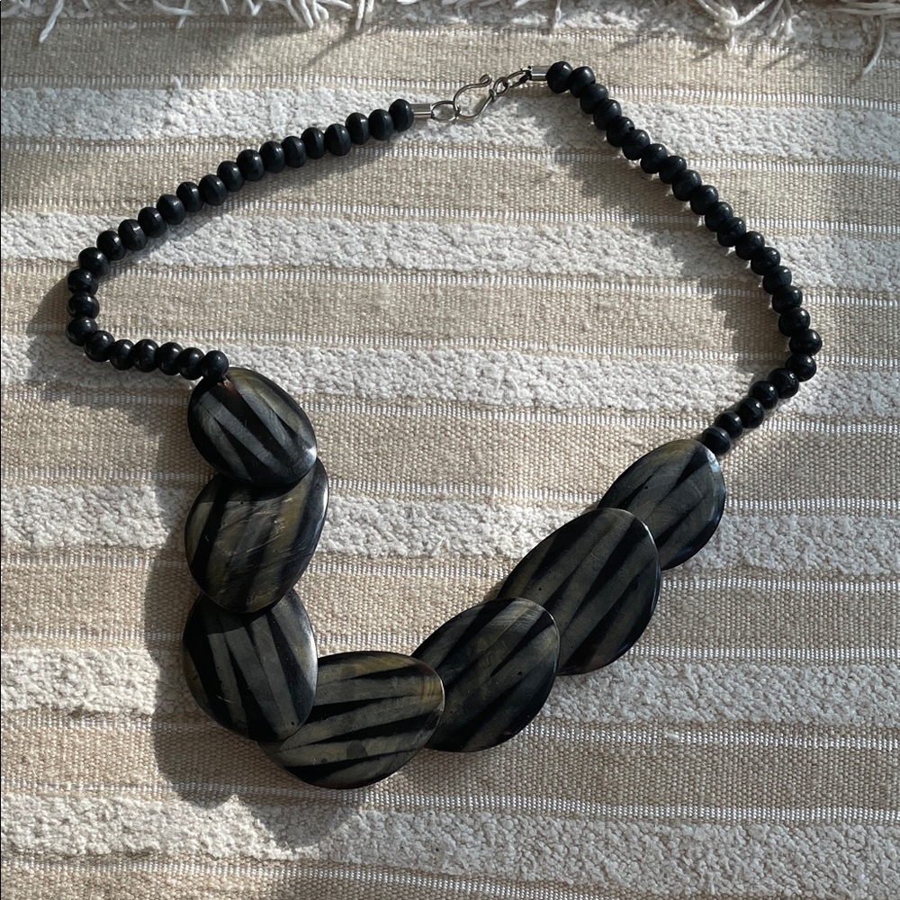 Black Striped Statement Necklace